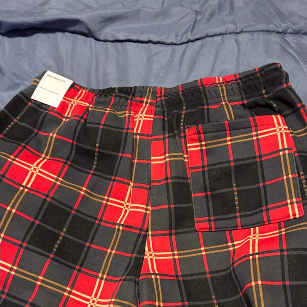 Jordan Black & Red Plaid Joggers with Gold Trim - Picture 6 of 6